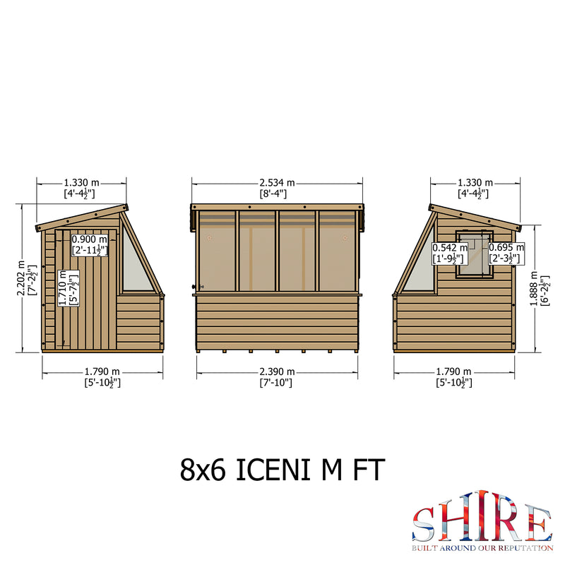 Shire Iceni Potting Shed  Greenhouse (8x6) ICEN0806DSL-1SA 5019804118991