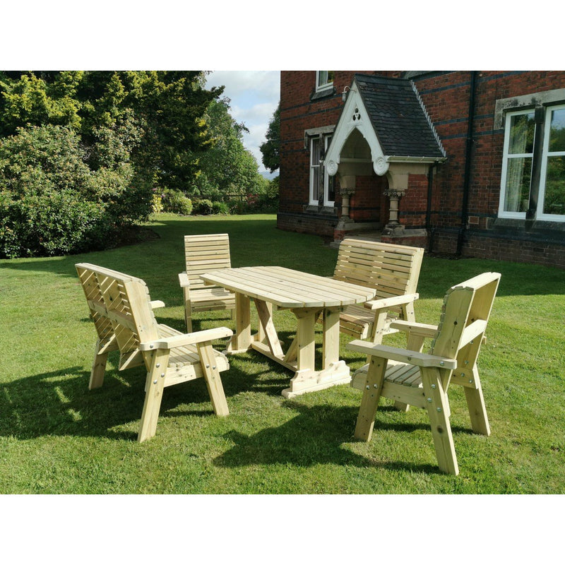 Churnet Valley Ergo 6 Seat Table Set with 2 Chairs and 2 Benches ET102 9145341341519