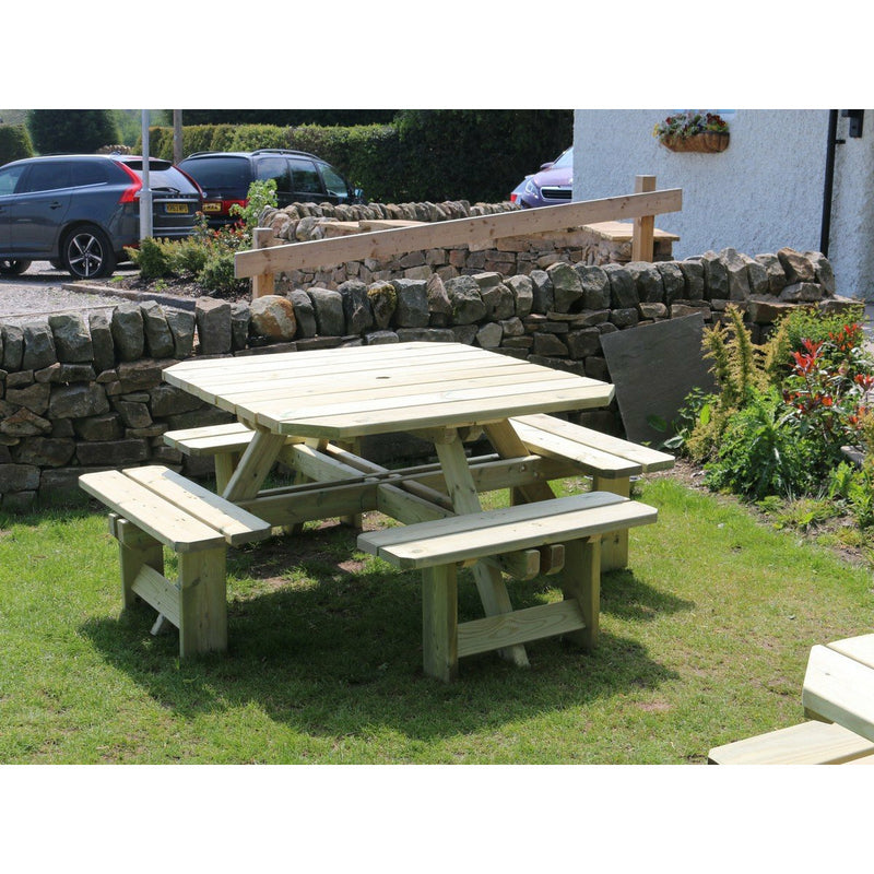 Churnet Valley Westwood Square Picnic Table 8 Seater PT106 9145341341144