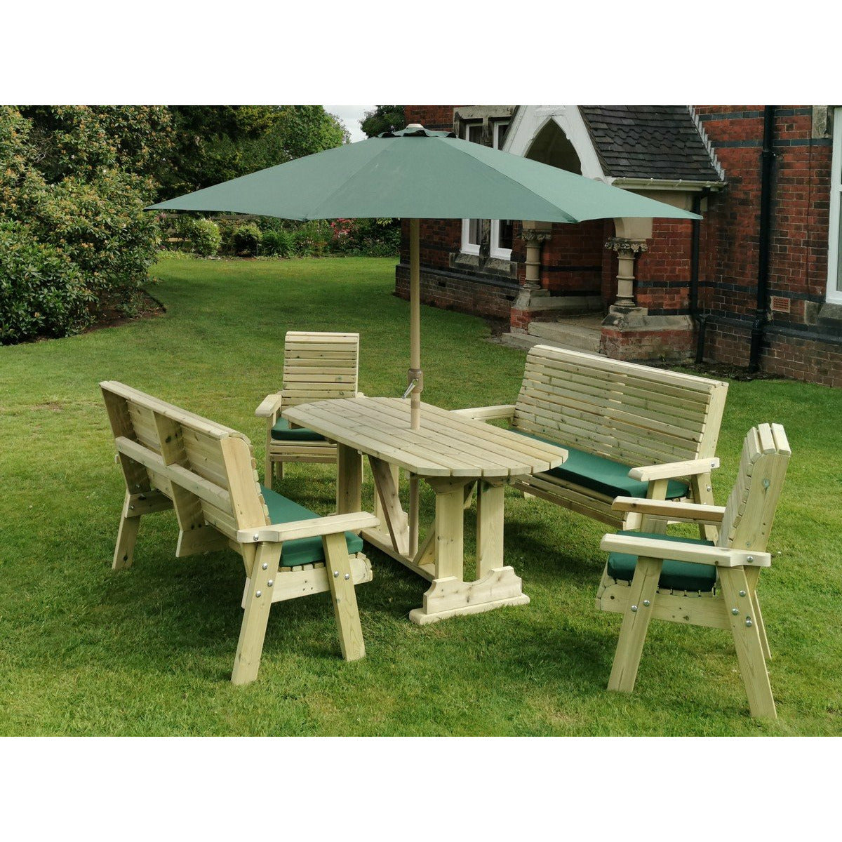 Churnet Valley Ergo 8 Seat Table Set with 2 x 3 Benches and 2 Chairs ET104 9145341341533