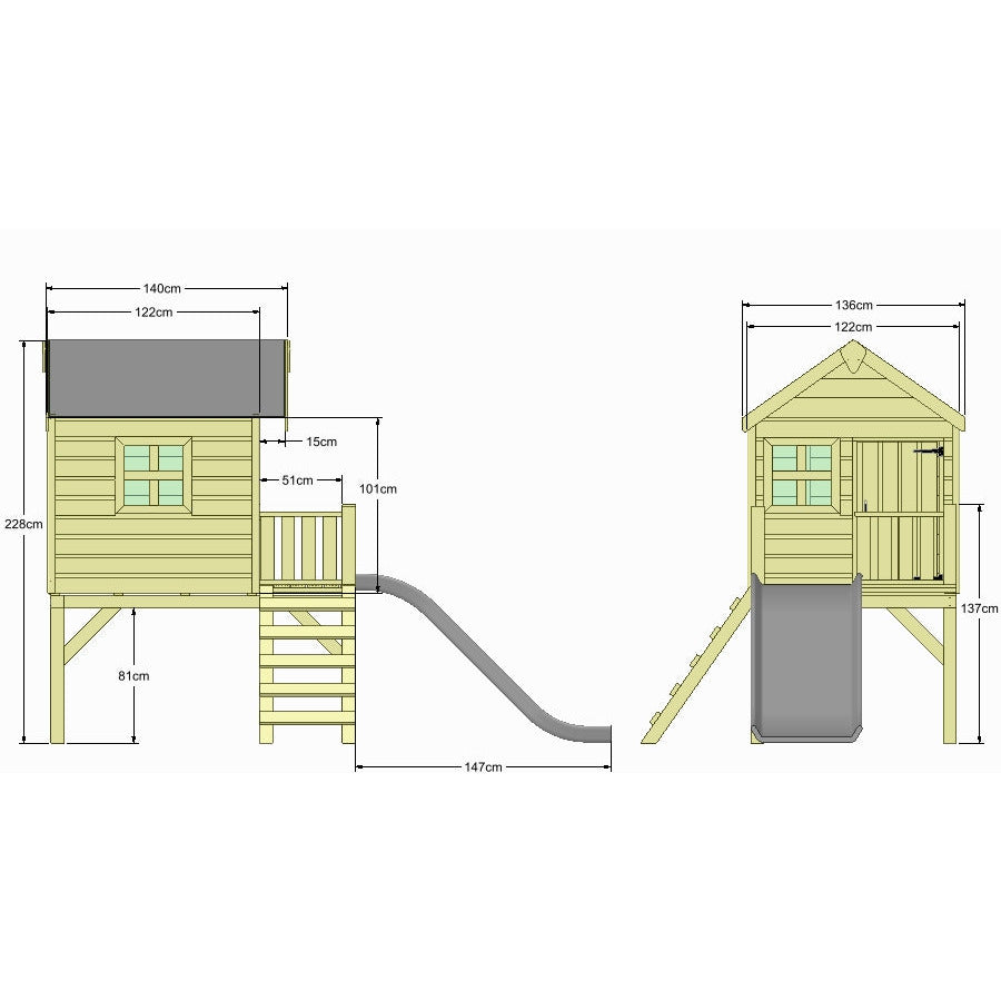 Little Rascals Jasper Playhouse With Slide and Veranda (4x4)