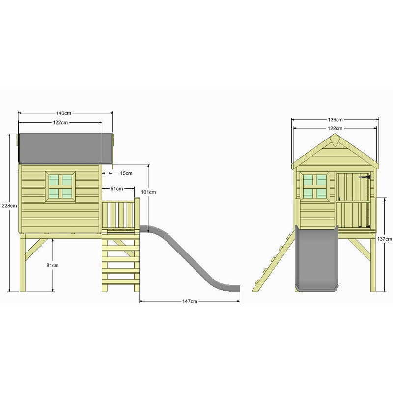 Little Rascals Jasper Playhouse With Slide and Veranda (4x4)