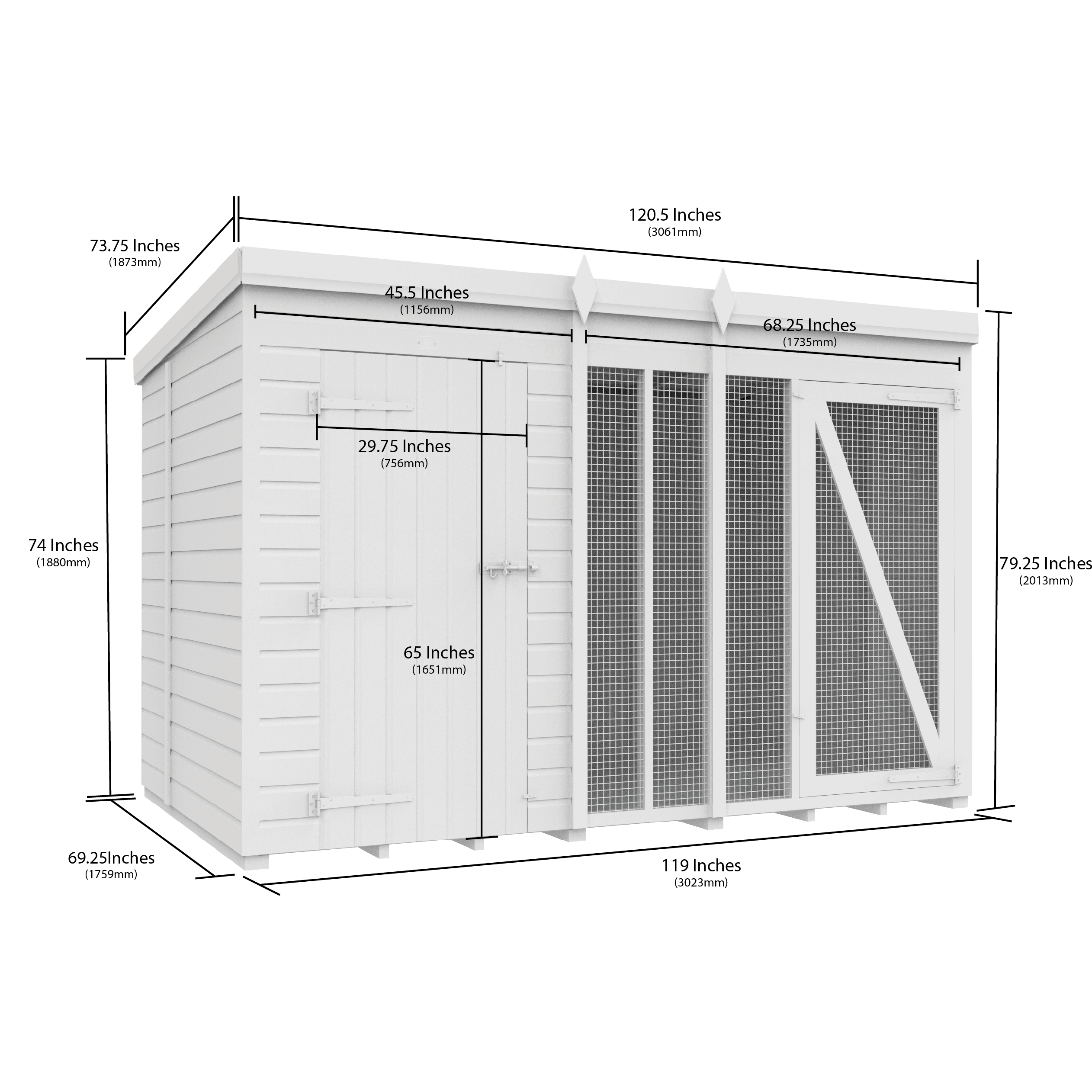 Total Sheds (10x6) Dog Kennel And Run (Full Height)