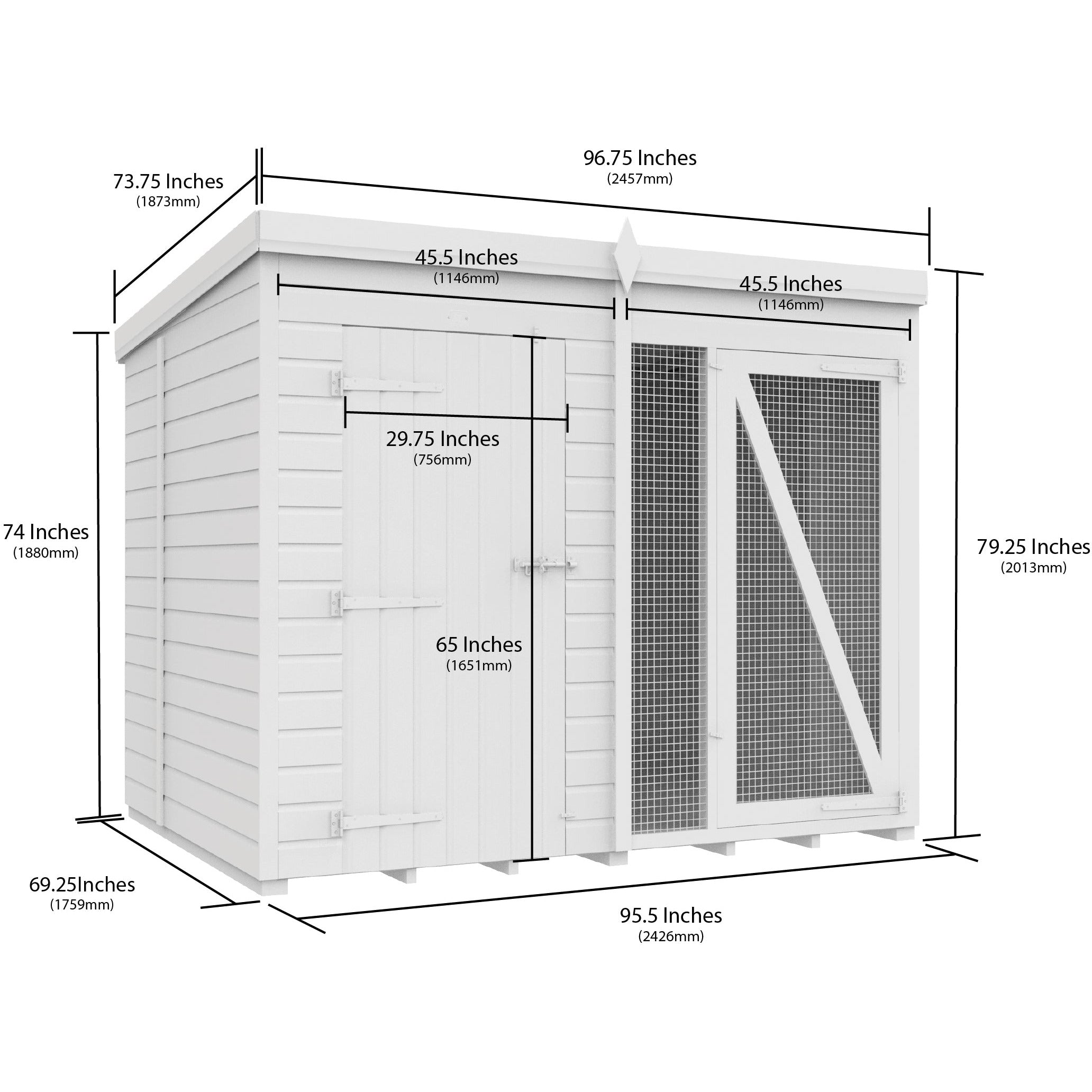 Total Sheds (8x6) Dog Kennel And Run (Full Height)