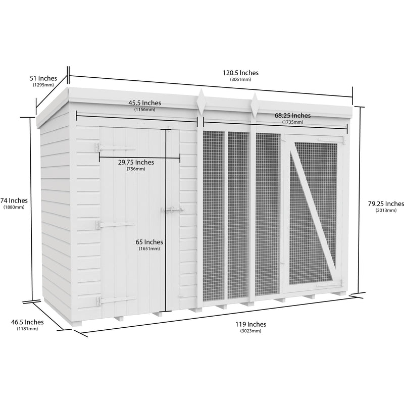 Total Sheds (10x4) Dog Kennel And Run (Full Height)