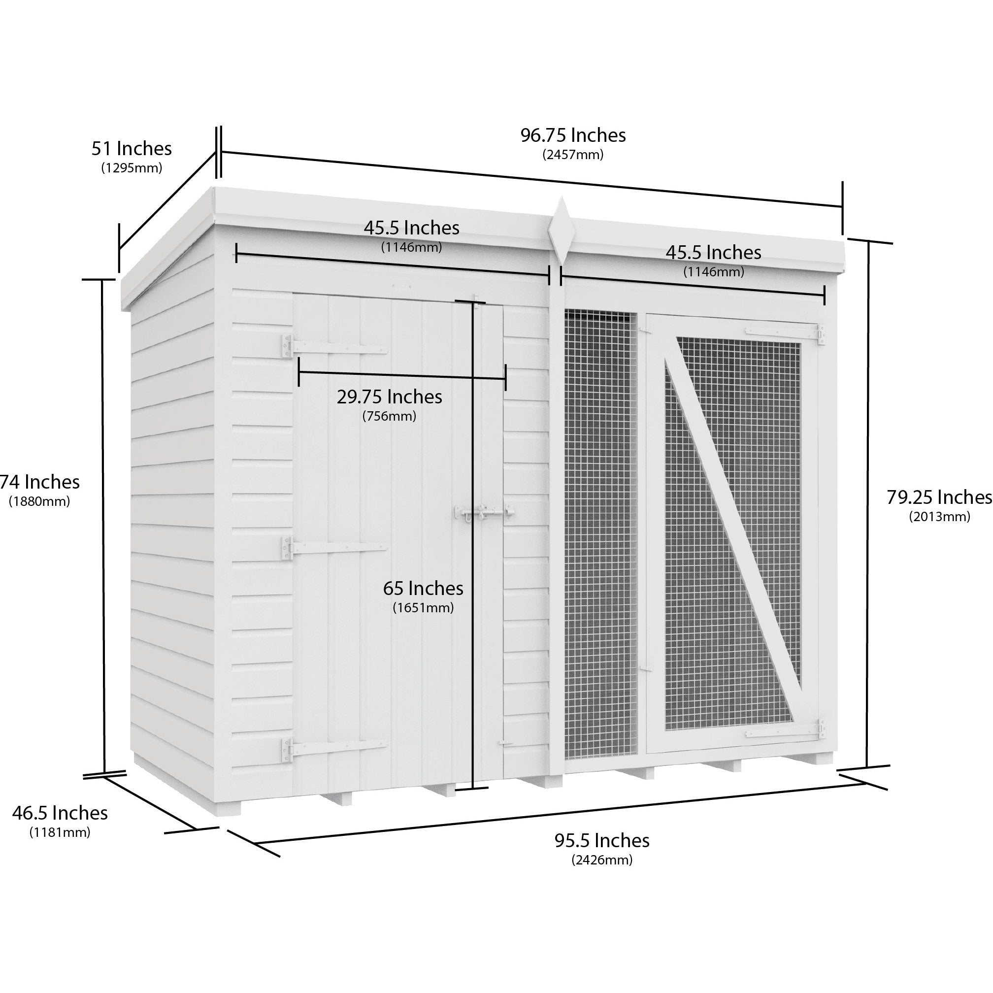 Total Sheds (8x4) Dog Kennel And Run (Full Height)