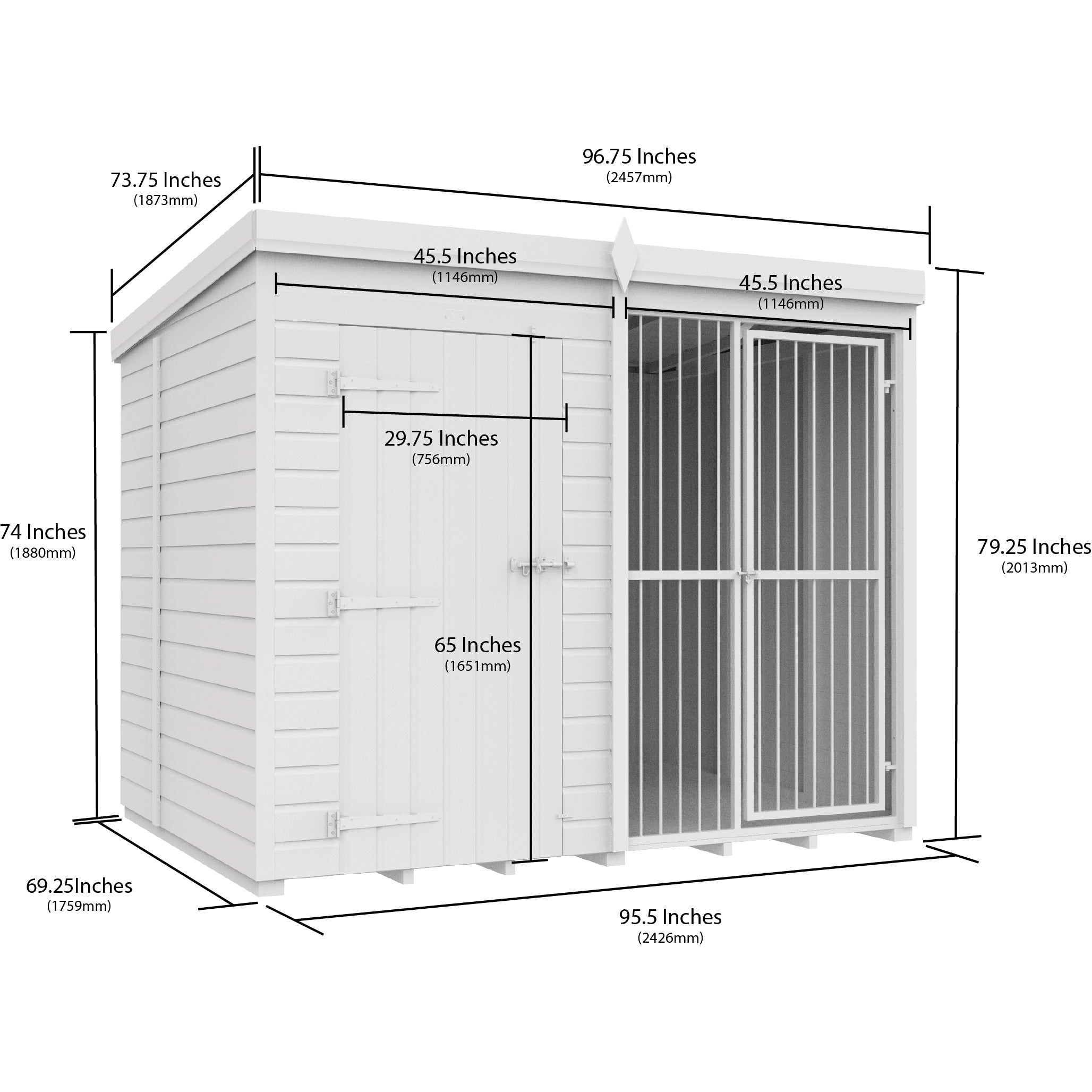 Total Sheds (8x6) Dog Kennel And Run (Full Height With Bars)