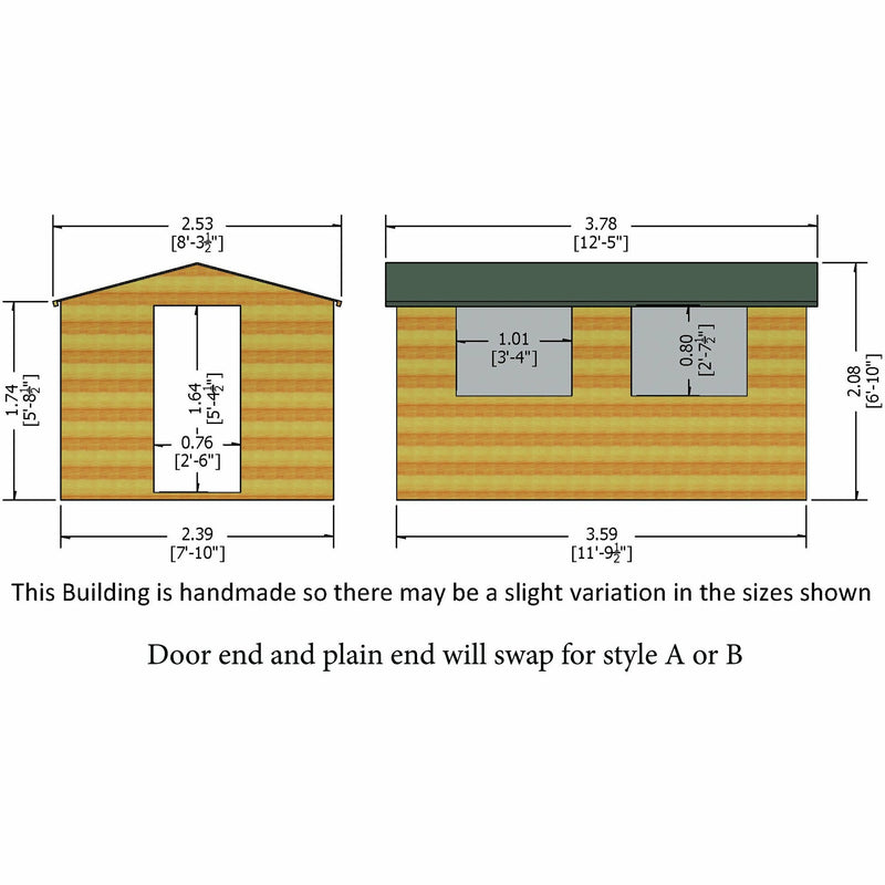 Shire Lewis Premium Shed Range Single Door (12x8) LEWI1208DSL-1AA 506049133126 - Outside Store