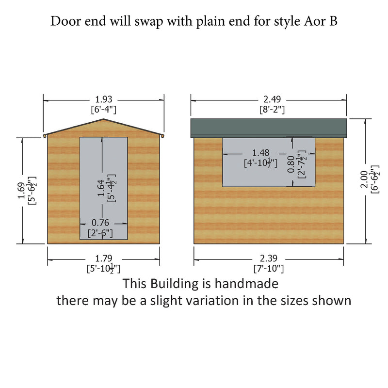 Shire Lewis Premium Shed Range Single Door (8x6) LEWI0806DSL-1AA 5060211117343 - Outside Store