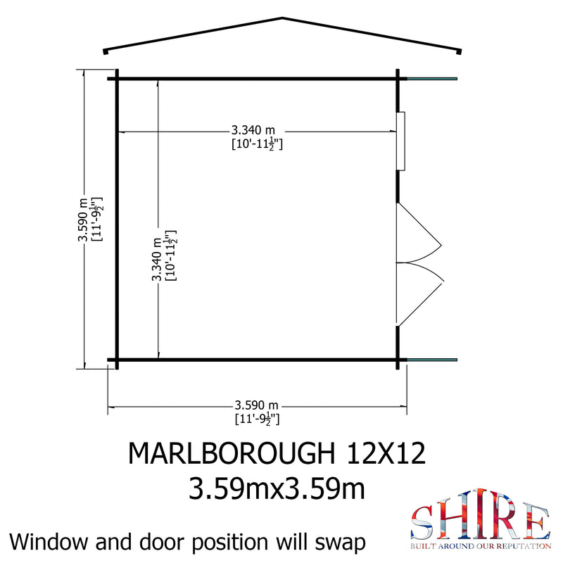 Shire Marlborough 28mm Log Cabin (12x12) MARL1212L28-1AA - Outside Store