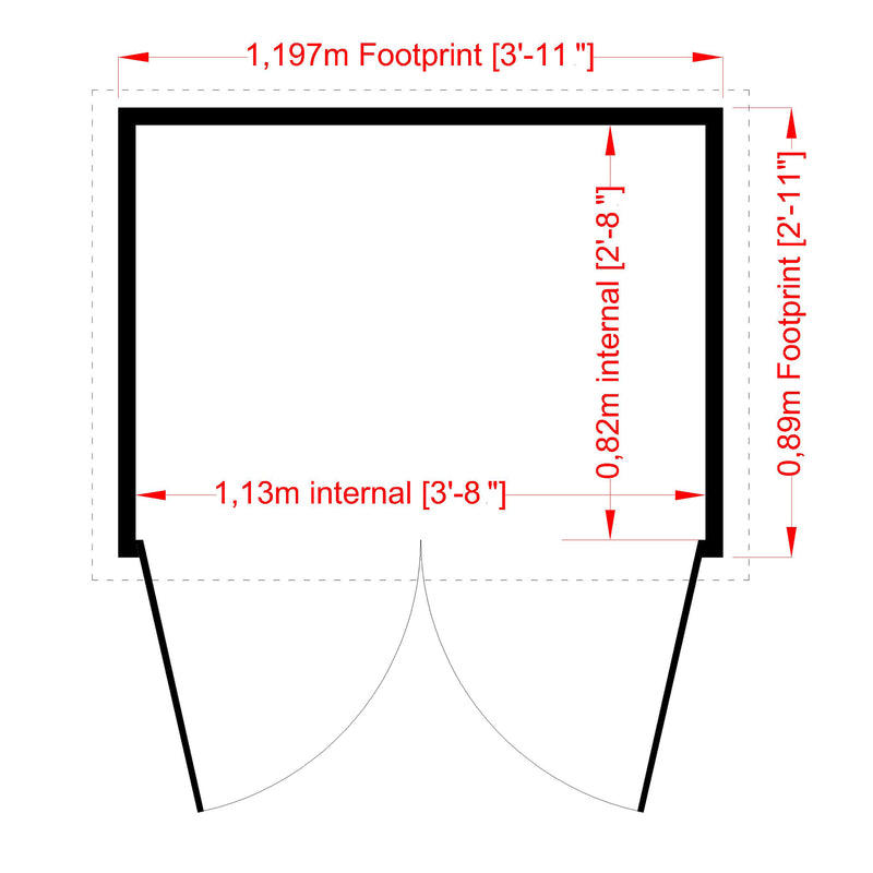 Shire Dip Treated Overlap Shed Double Door (4x3) OVED0403DOL-1AA 5060490130125 - Outside Store