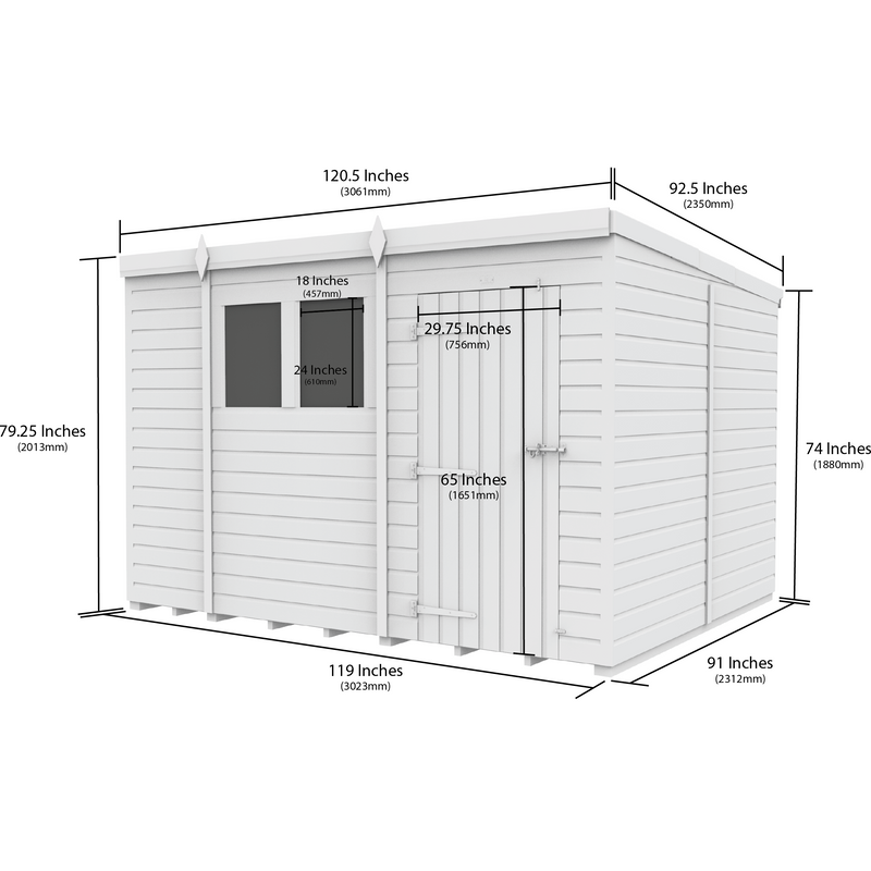 Total Sheds (10x8) Pressure Treated Pent Shed