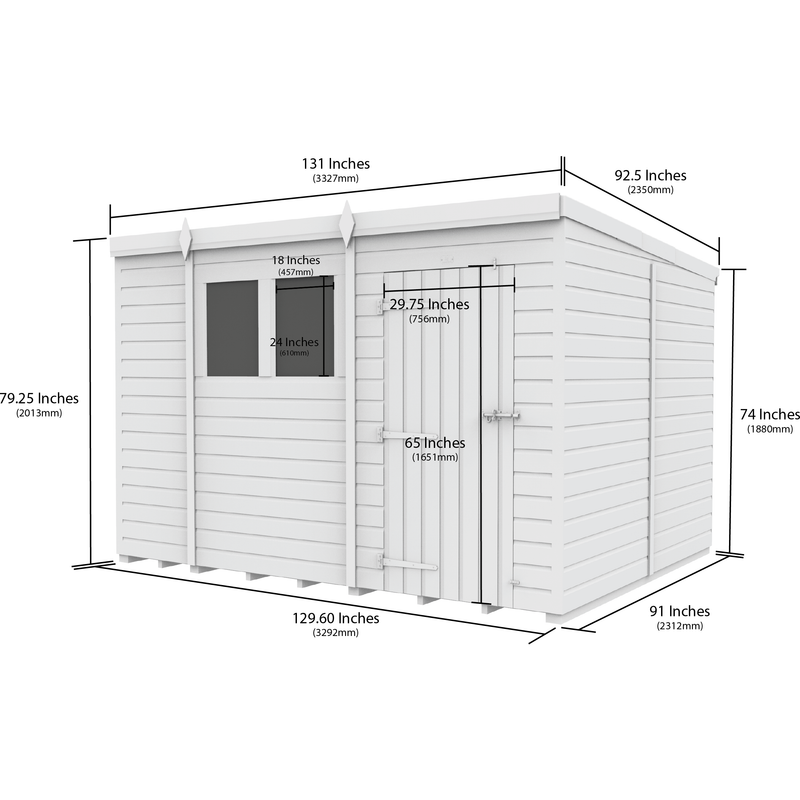 Total Sheds (11x8) Pressure Treated Pent Security Shed