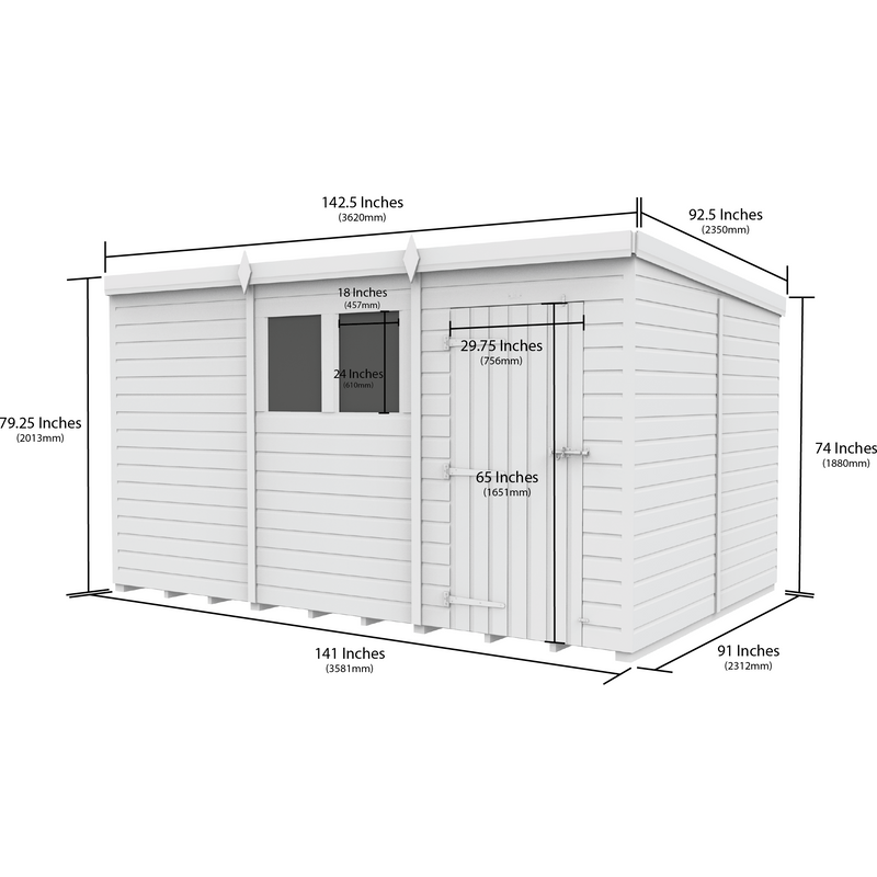 Total Sheds (12x8) Pressure Treated Pent Security Shed