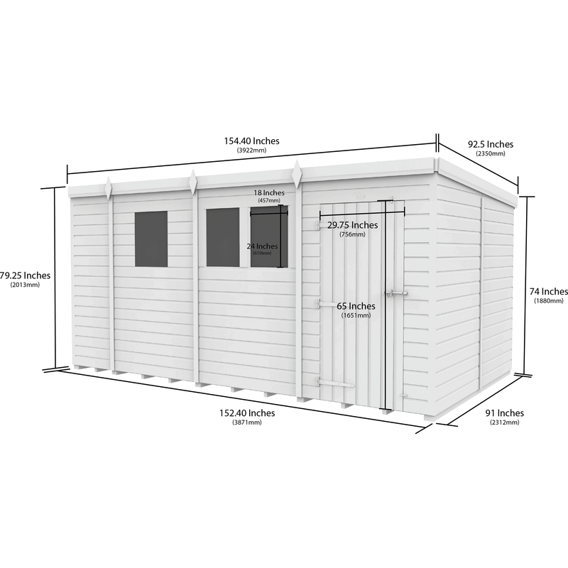 Total Sheds (13x8) Pressure Treated Pent Shed