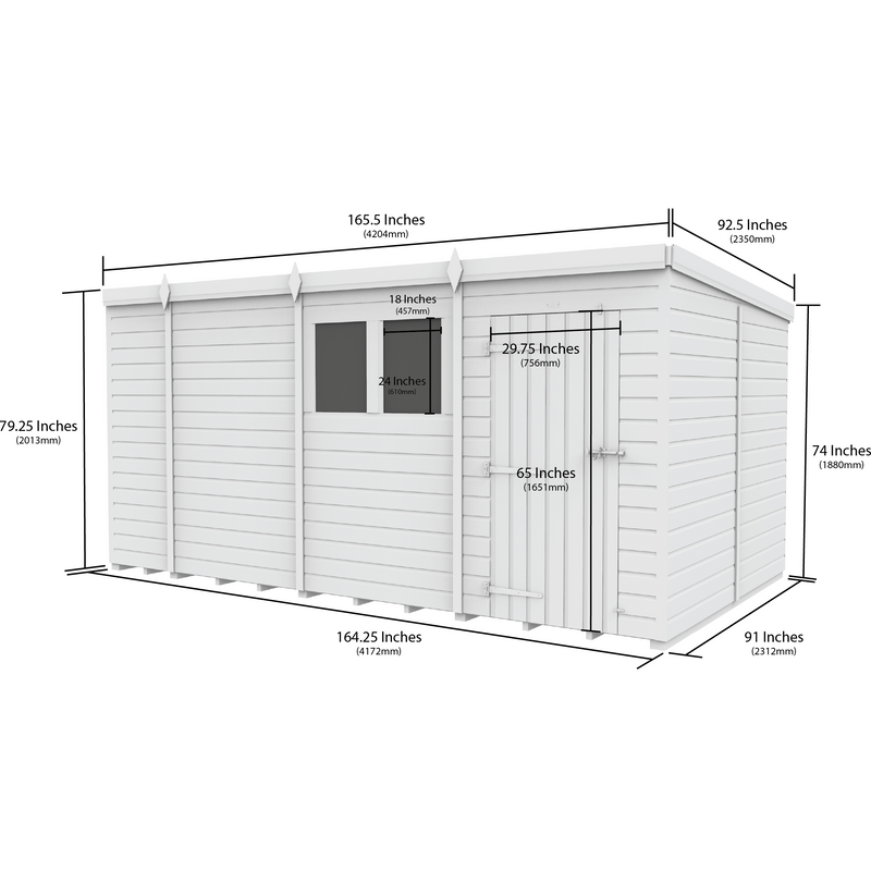 Total Sheds (14x8) Pressure Treated Pent Security Shed