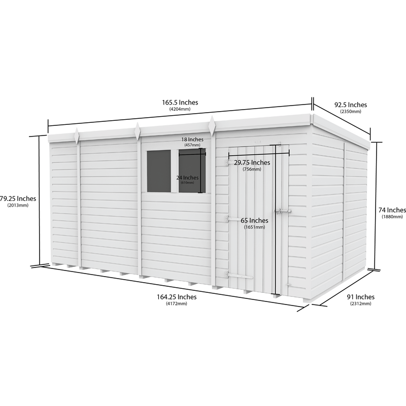 Total Sheds (14x8) Pressure Treated Pent Shed