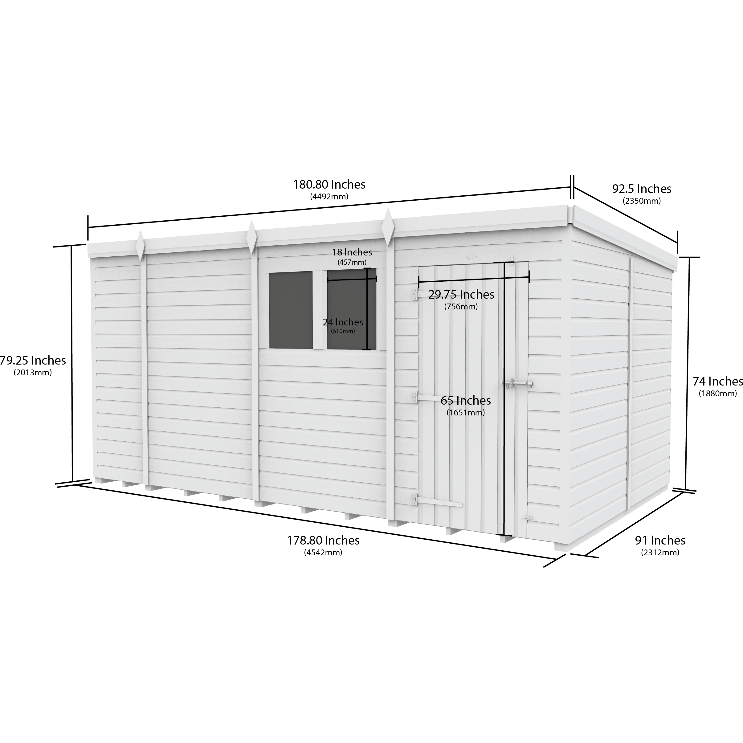 Total Sheds (15x8) Pressure Treated Pent Shed