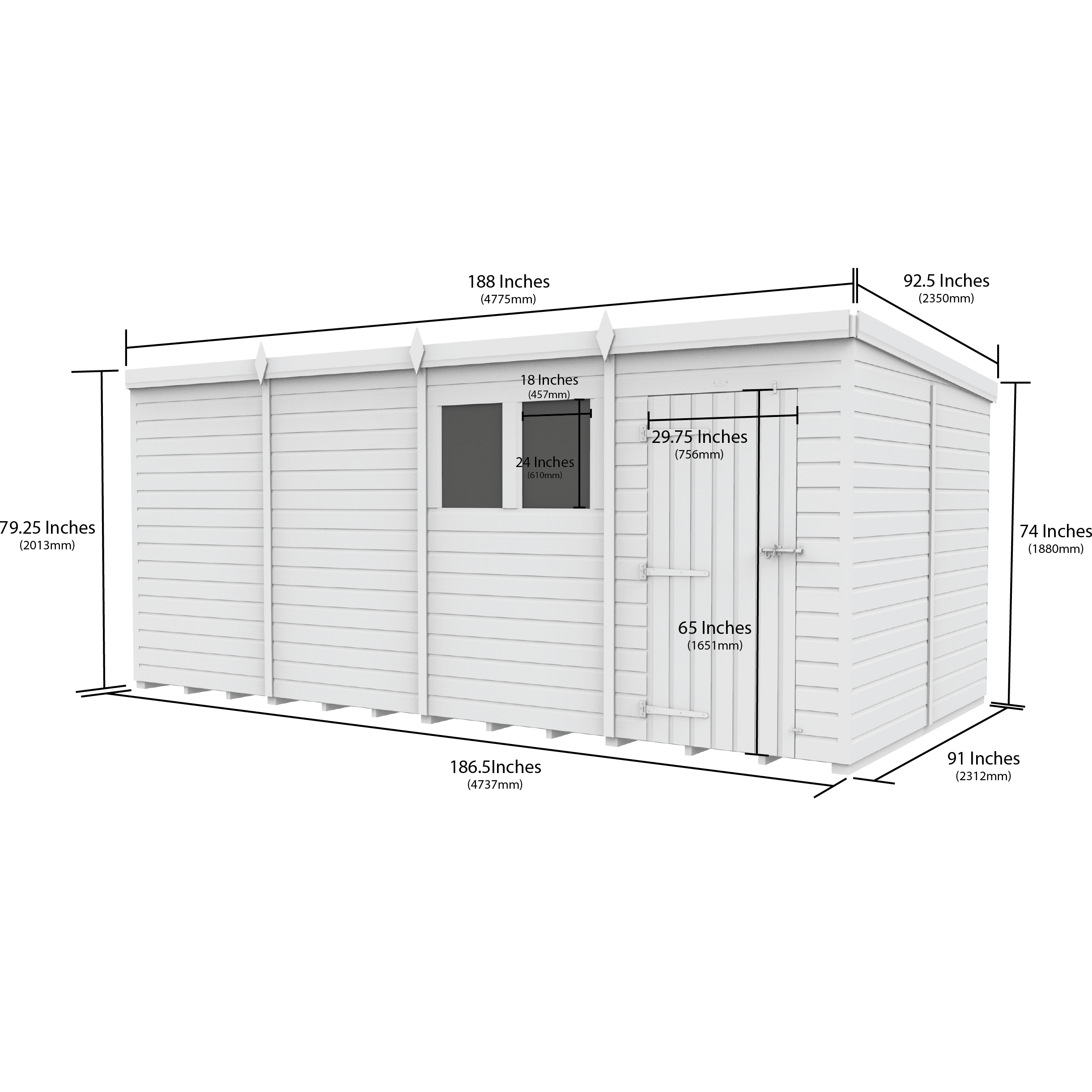 Total Sheds (16x8) Pressure Treated Pent Shed