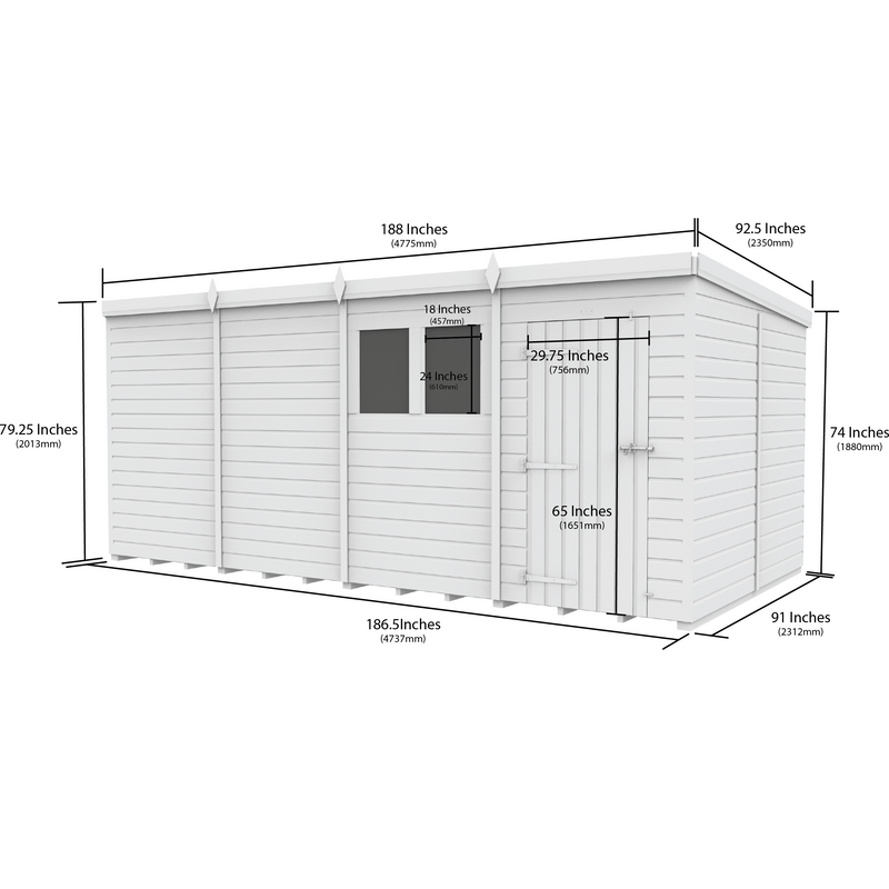 Total Sheds (16x8) Pressure Treated Pent Security Shed