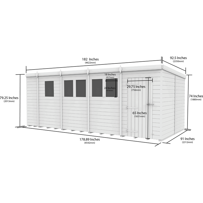 Total Sheds (17x8) Pressure Treated Pent Security Shed