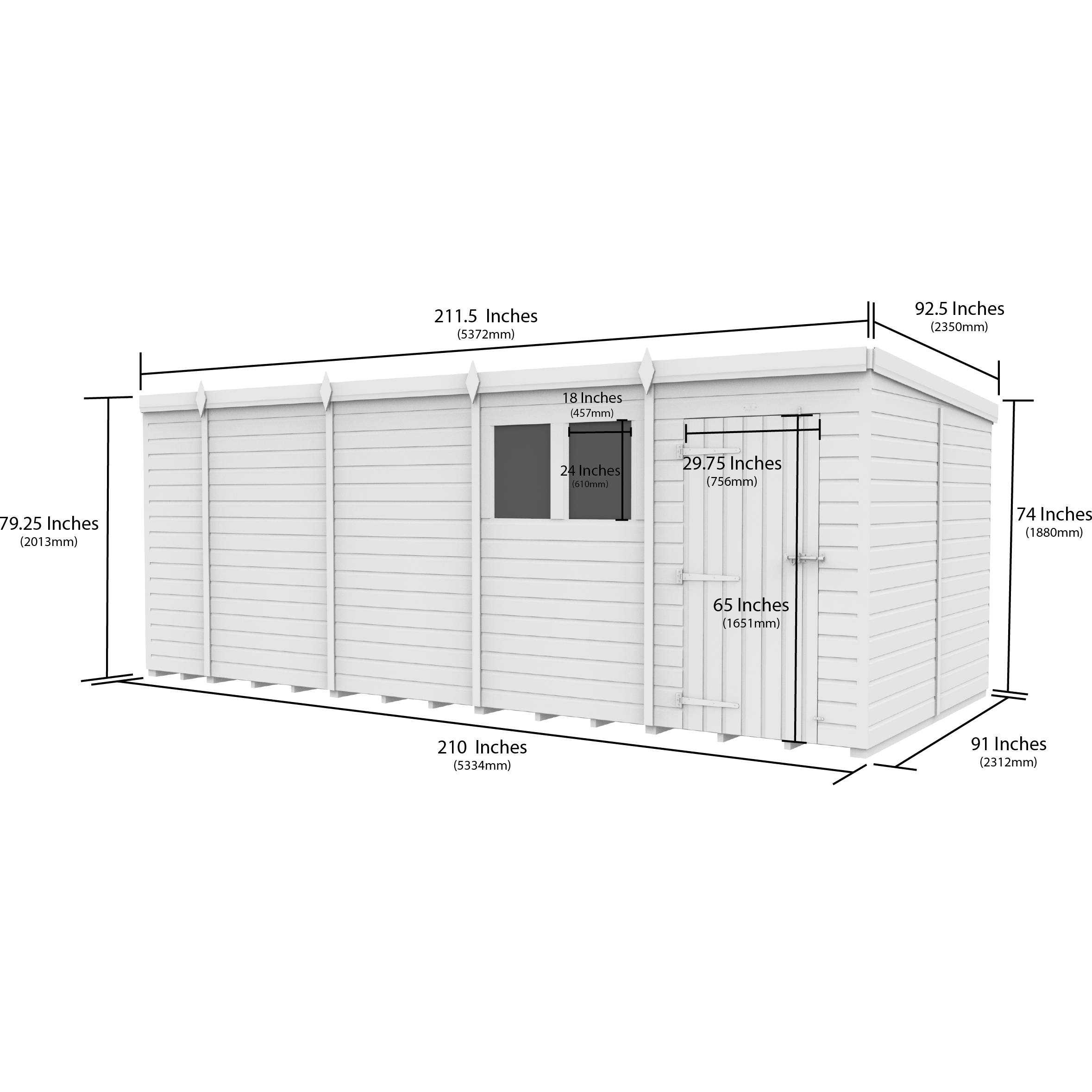 Total Sheds (18x8) Pressure Treated Pent Shed