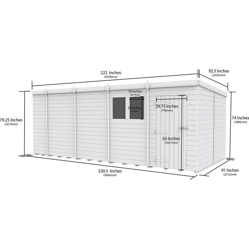 Total Sheds (19x8) Pressure Treated Pent Shed