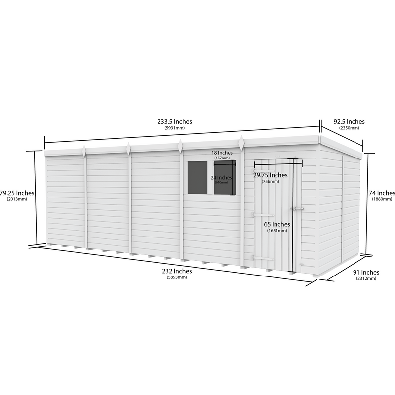Total Sheds (20x8) Pressure Treated Pent Security Shed