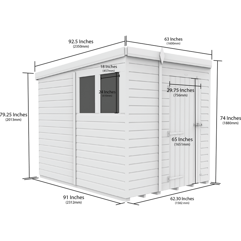 Total Sheds (5x8) Pressure Treated Pent Shed