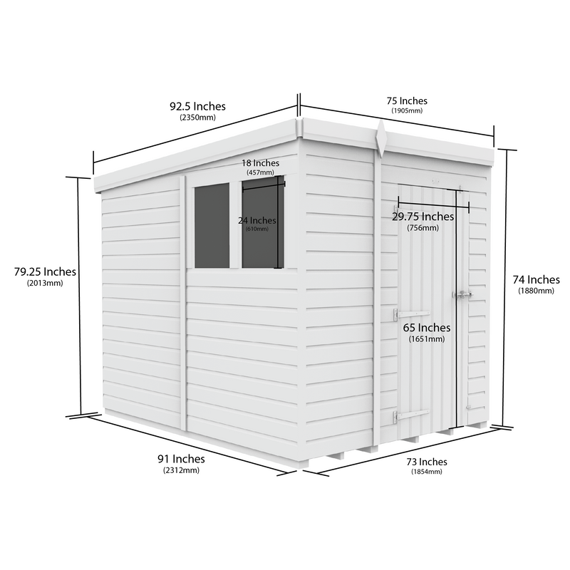 Total Sheds (6x8) Pressure Treated Pent Security Shed