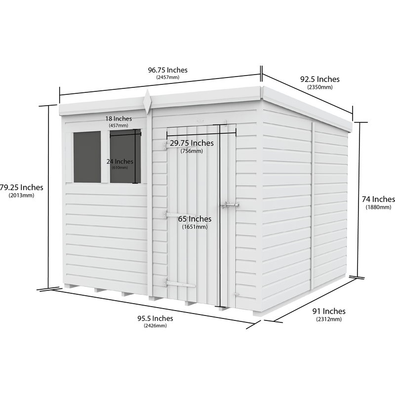 Total Sheds (8x8) Pressure Treated Pent Shed