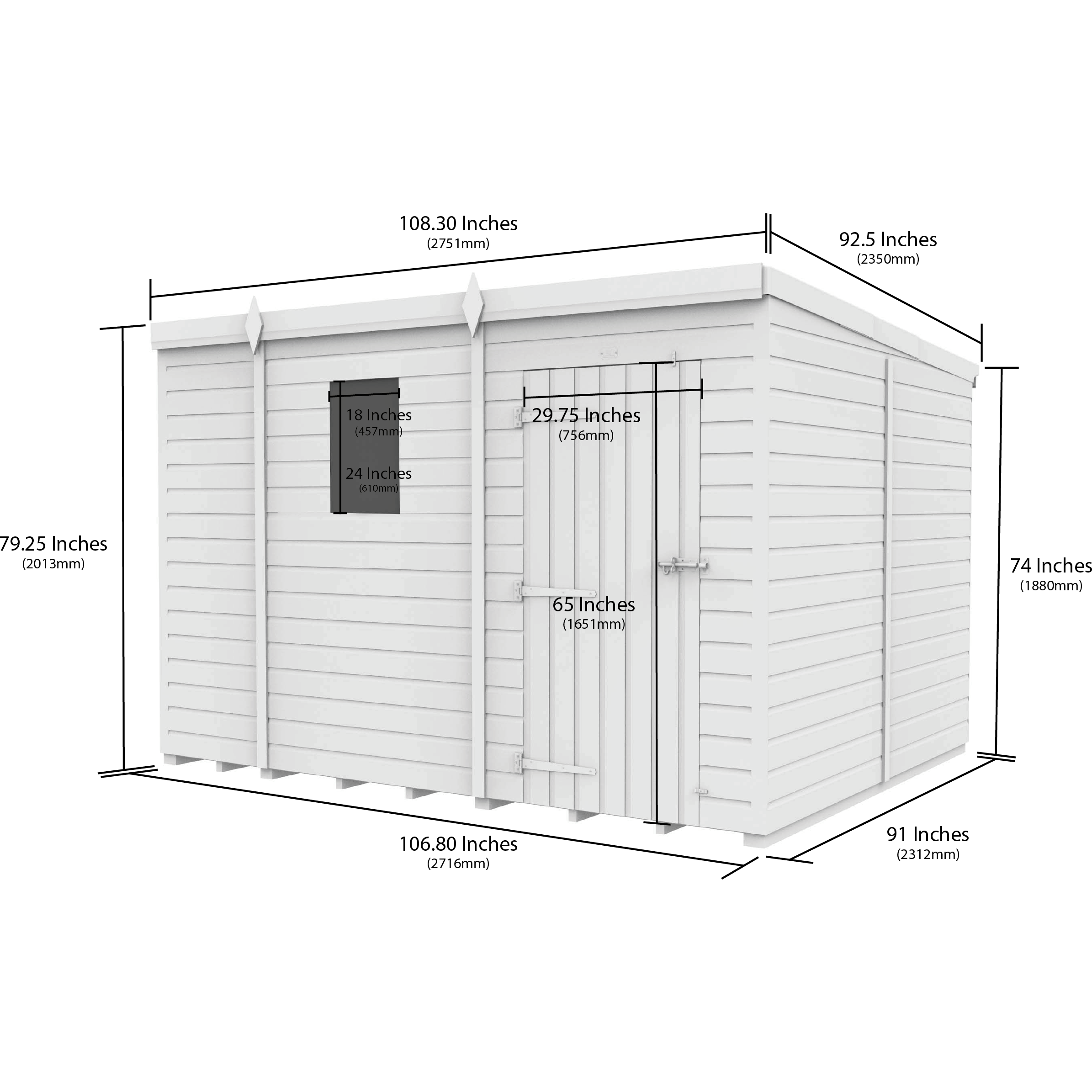 Total Sheds (9x8) Pressure Treated Pent Shed