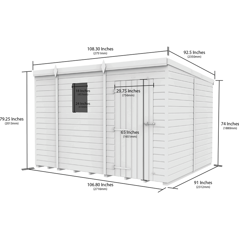 Total Sheds (9x8) Pressure Treated Pent Shed