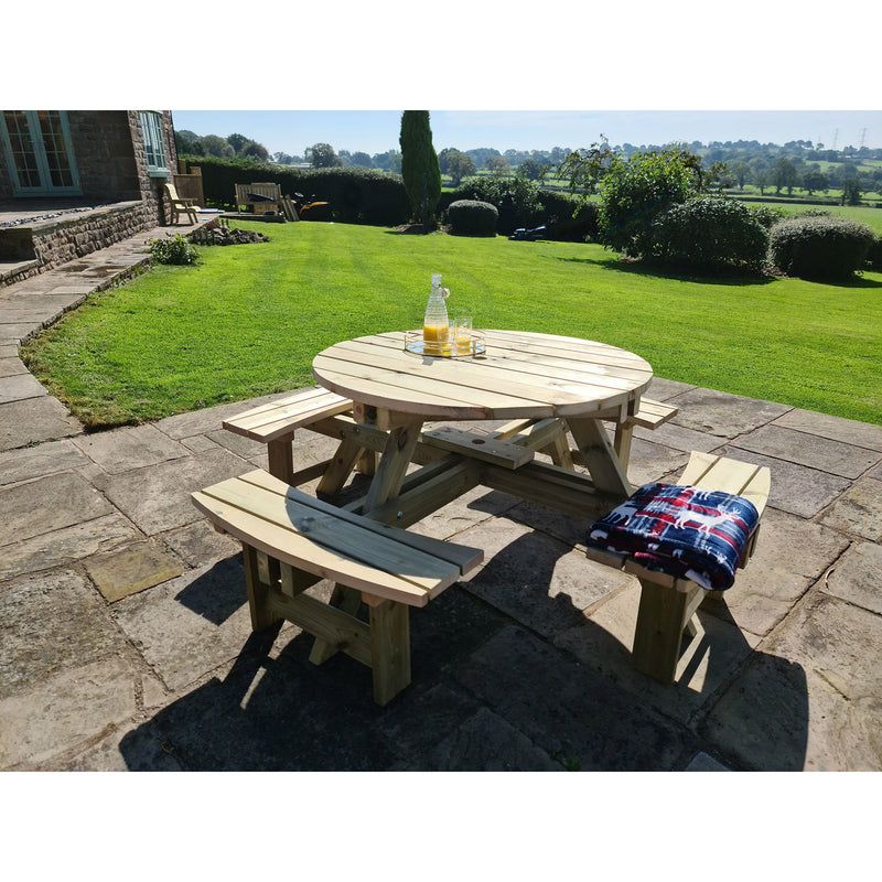 Churnet Valley Westwood Round 8 Seat Picnic Table PT105 7435353658968