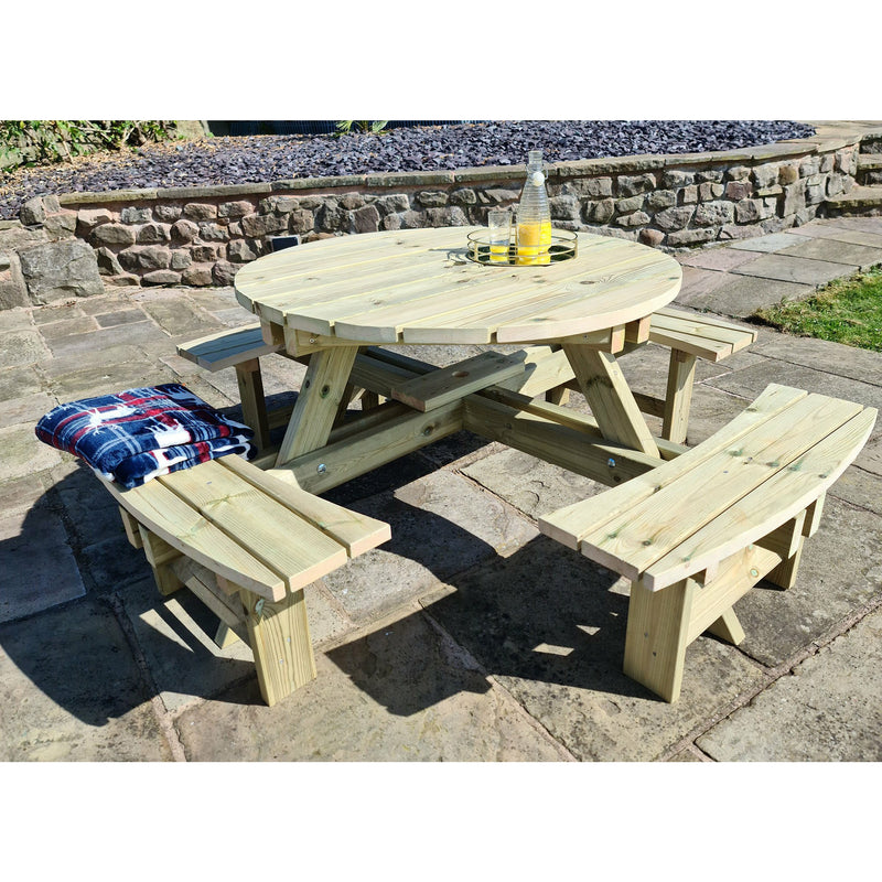 Churnet Valley Westwood Round 8 Seat Picnic Table PT105 7435353658968