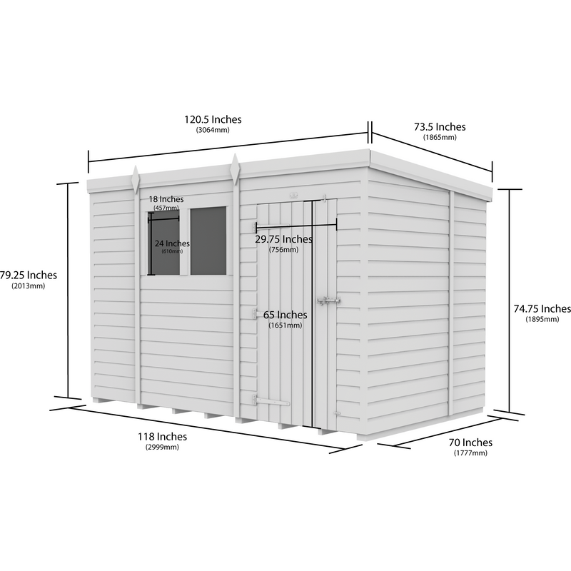 Total Sheds (10x6) Pressure Treated Pent Shed