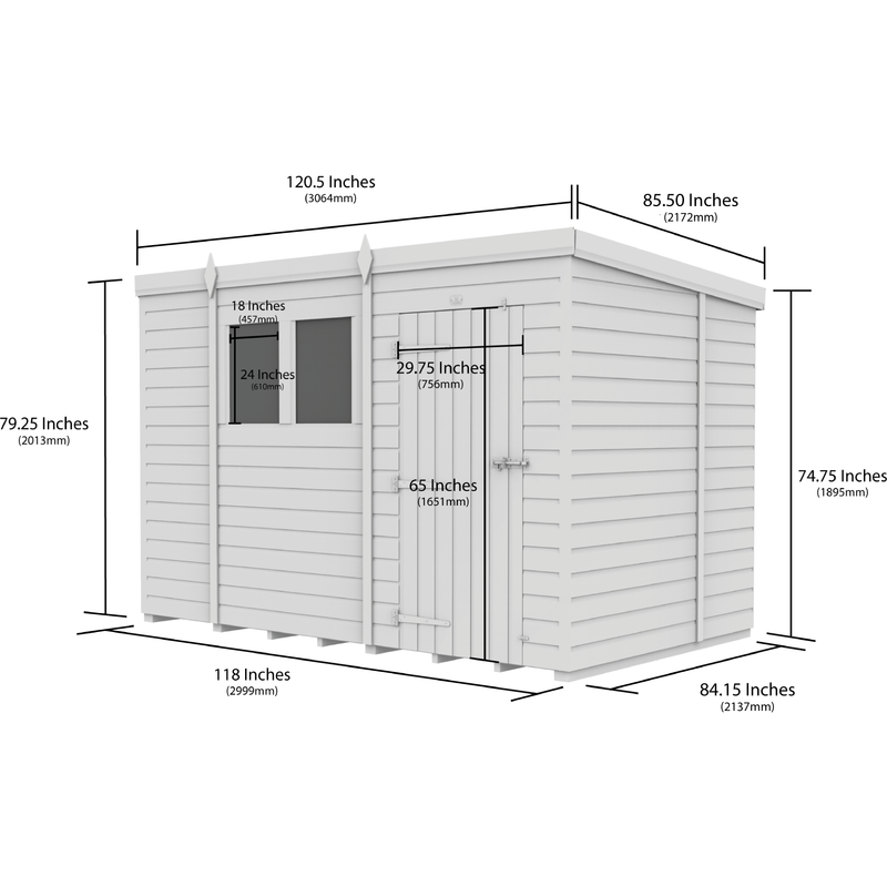 Total Sheds (10x7) Pressure Treated Pent Shed