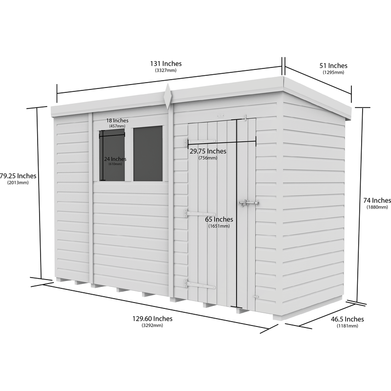 Total Sheds (11x4) Pressure Treated Pent Security Shed