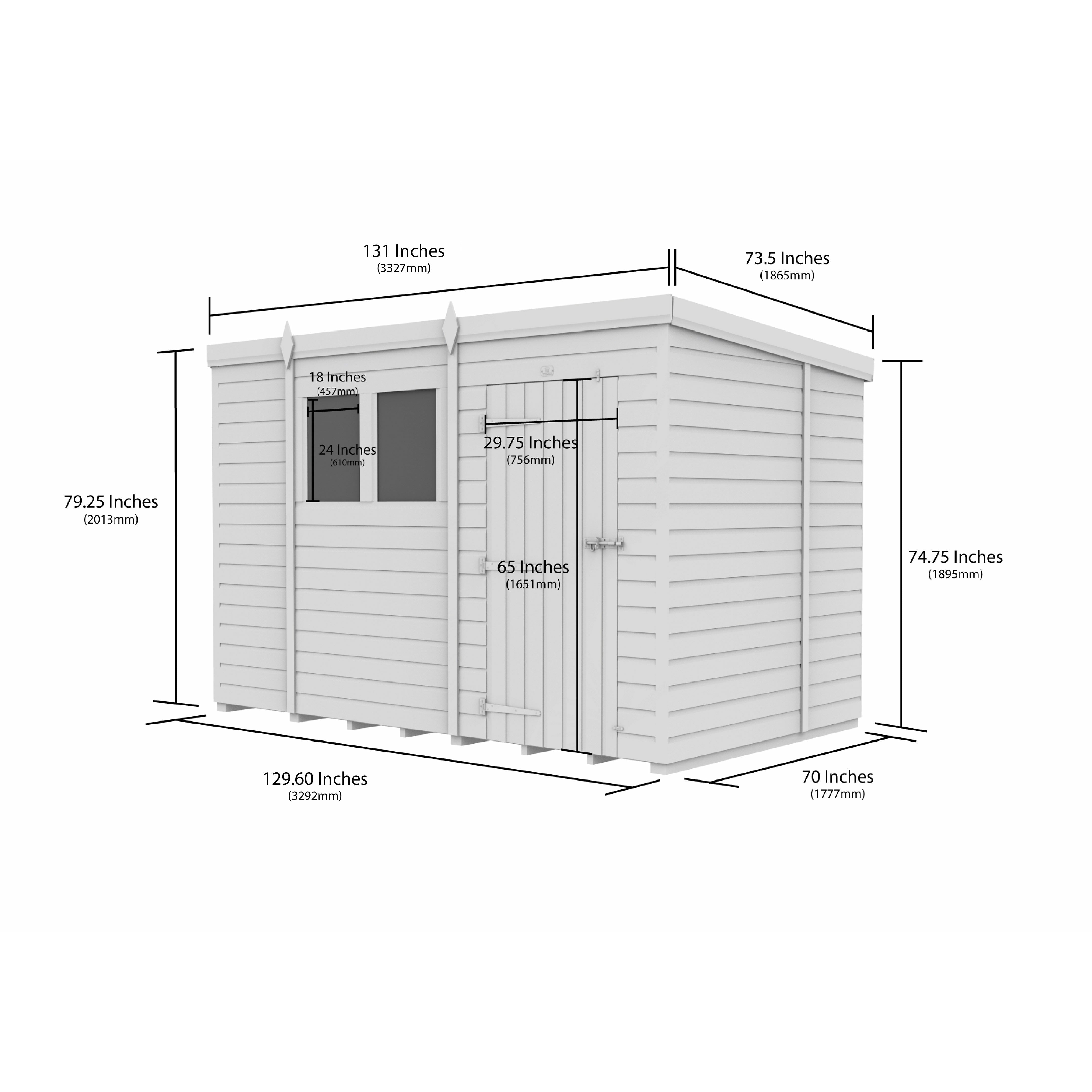 Total Sheds (11x6) Pressure Treated Pent Shed