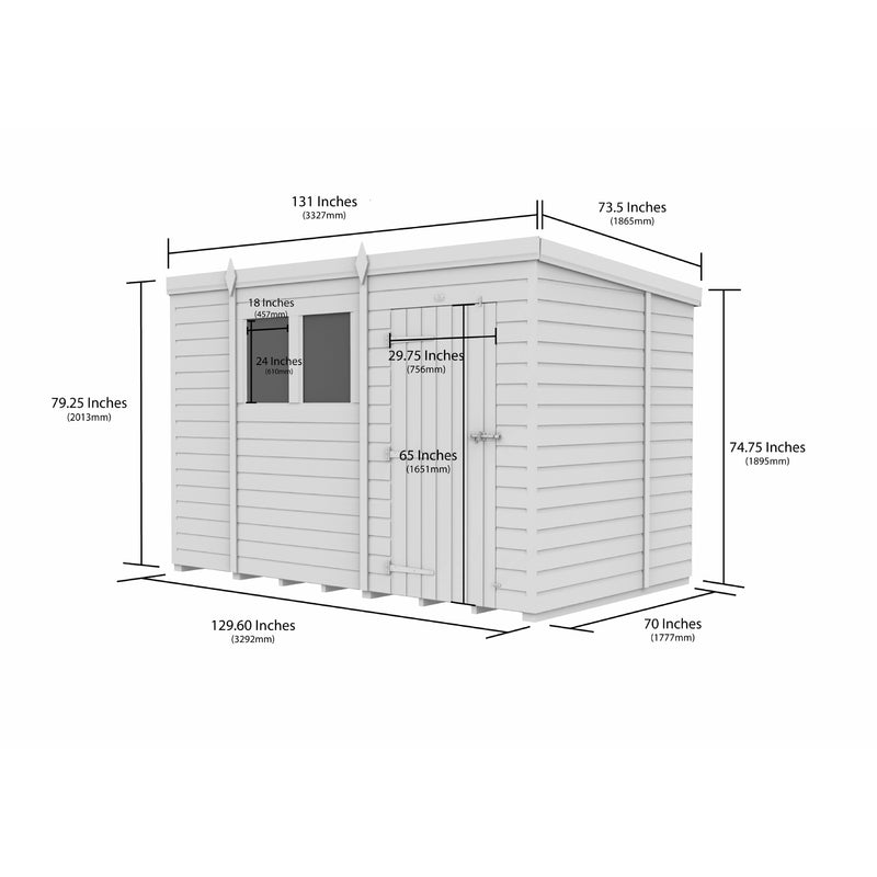 Total Sheds (11x6) Pressure Treated Pent Shed