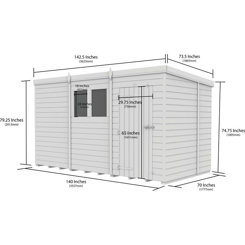 Total Sheds (12x6) Pressure Treated Pent Security Shed