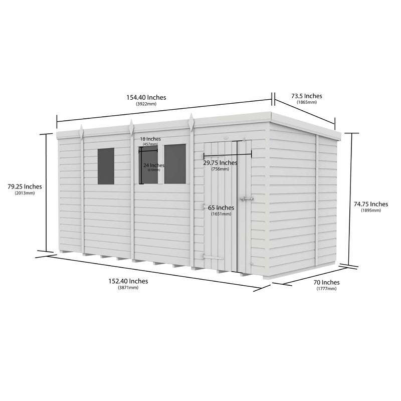 Total Sheds (13x6) Pressure Treated Pent Security Shed