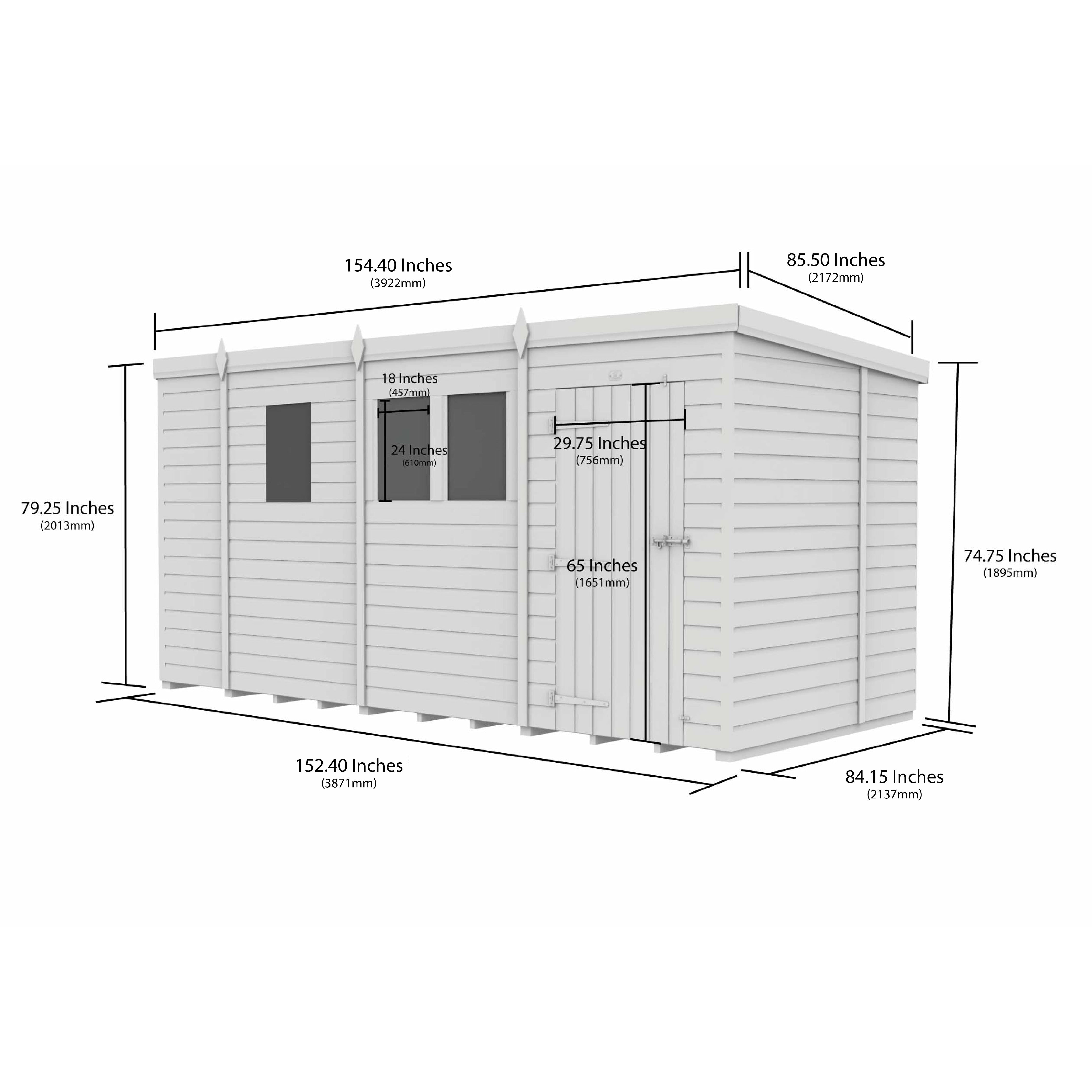 Total Sheds (13x7) Pressure Treated Pent Shed