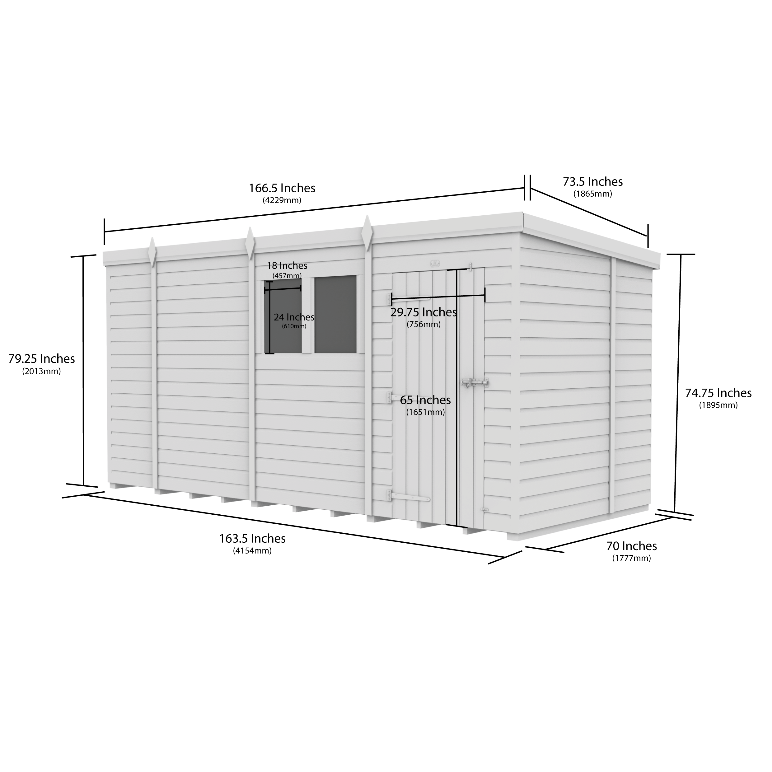 Total Sheds (14x6) Pressure Treated Pent Shed