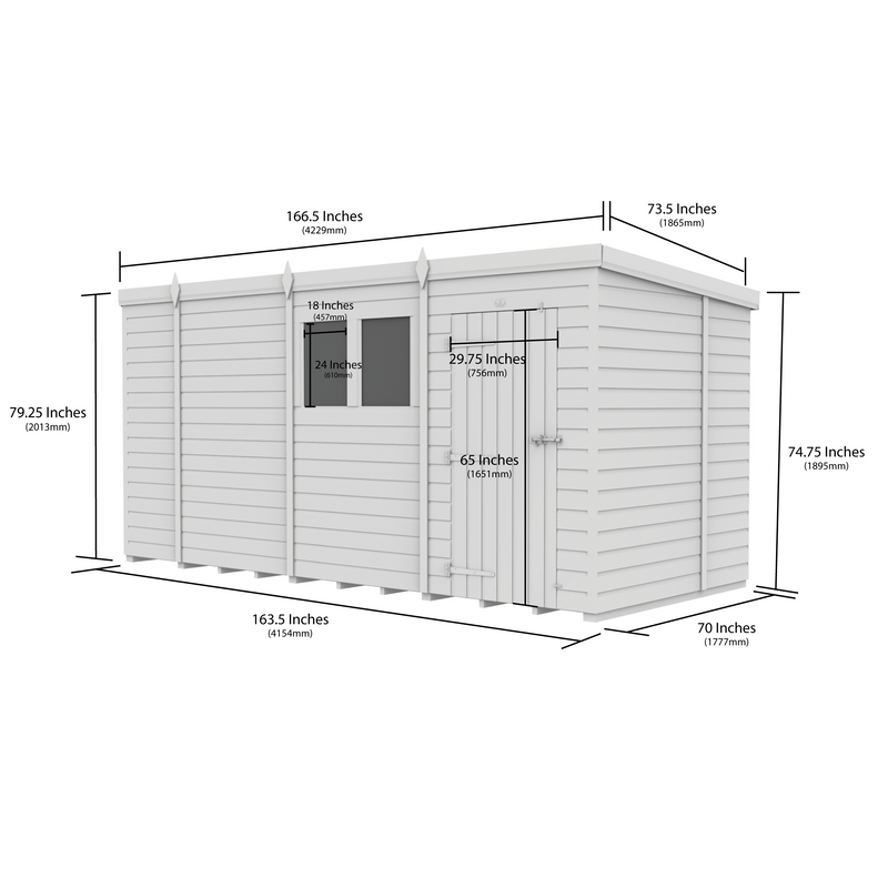 Total Sheds (14x6) Pressure Treated Pent Shed