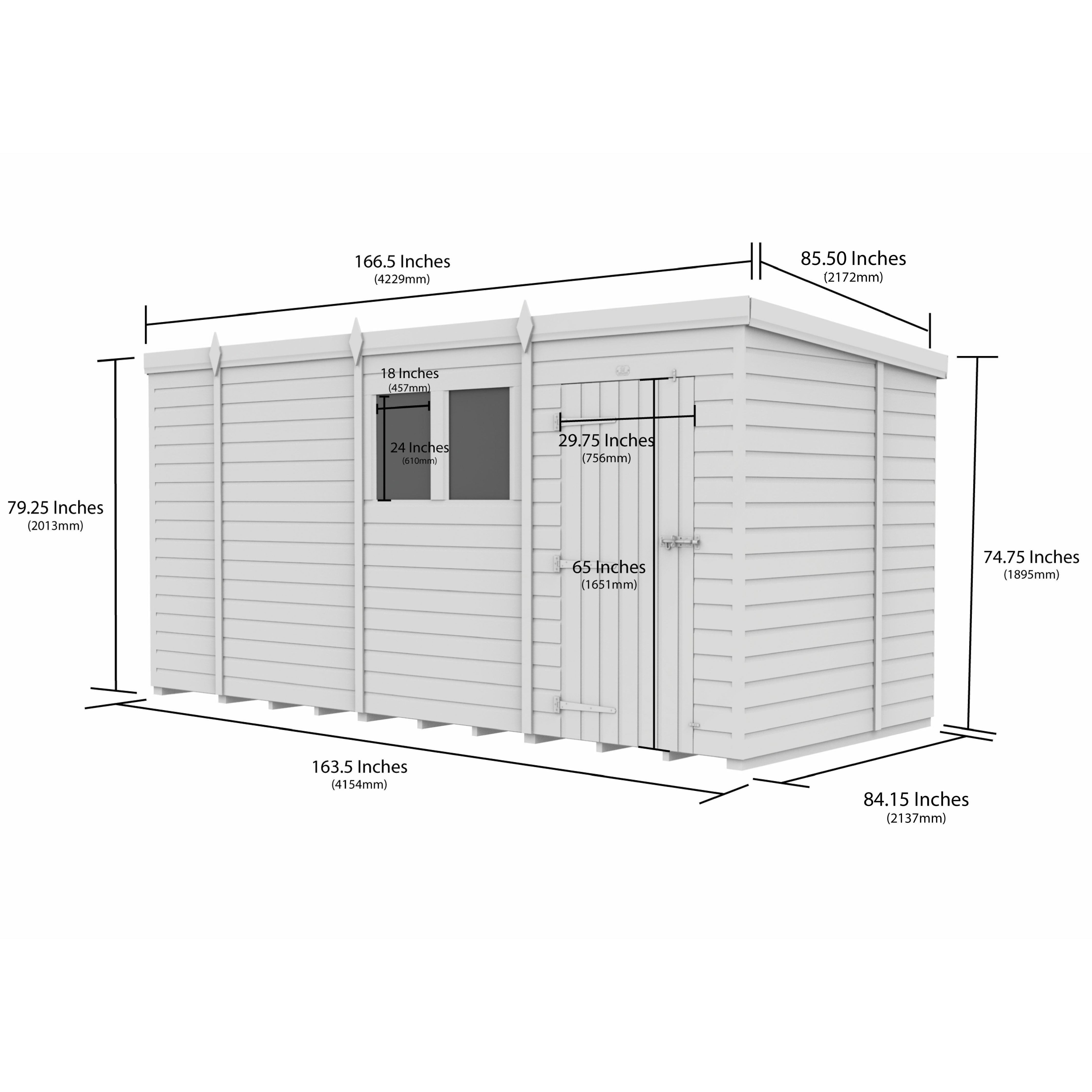 Total Sheds (14x7) Pressure Treated Pent Security Shed