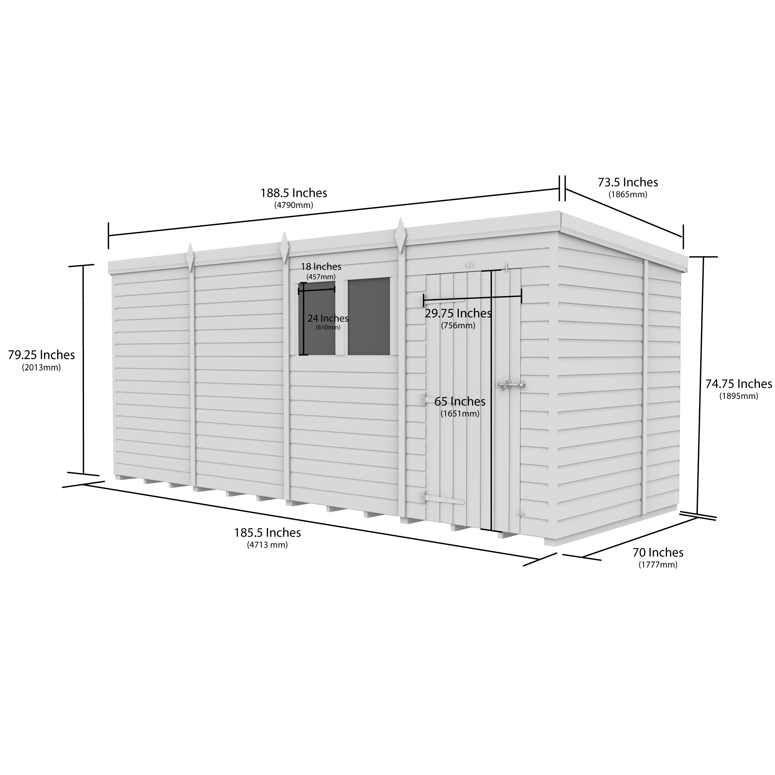 Total Sheds (16x6) Pressure Treated Pent Shed