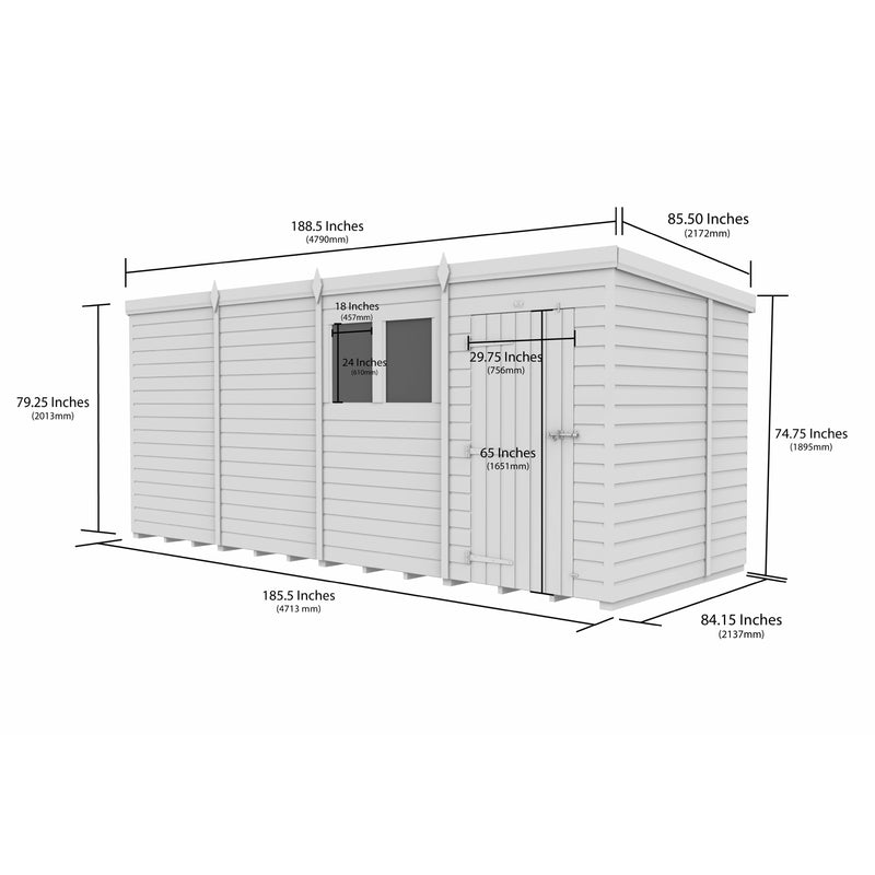 Total Sheds (16x7) Pressure Treated Pent Security Shed