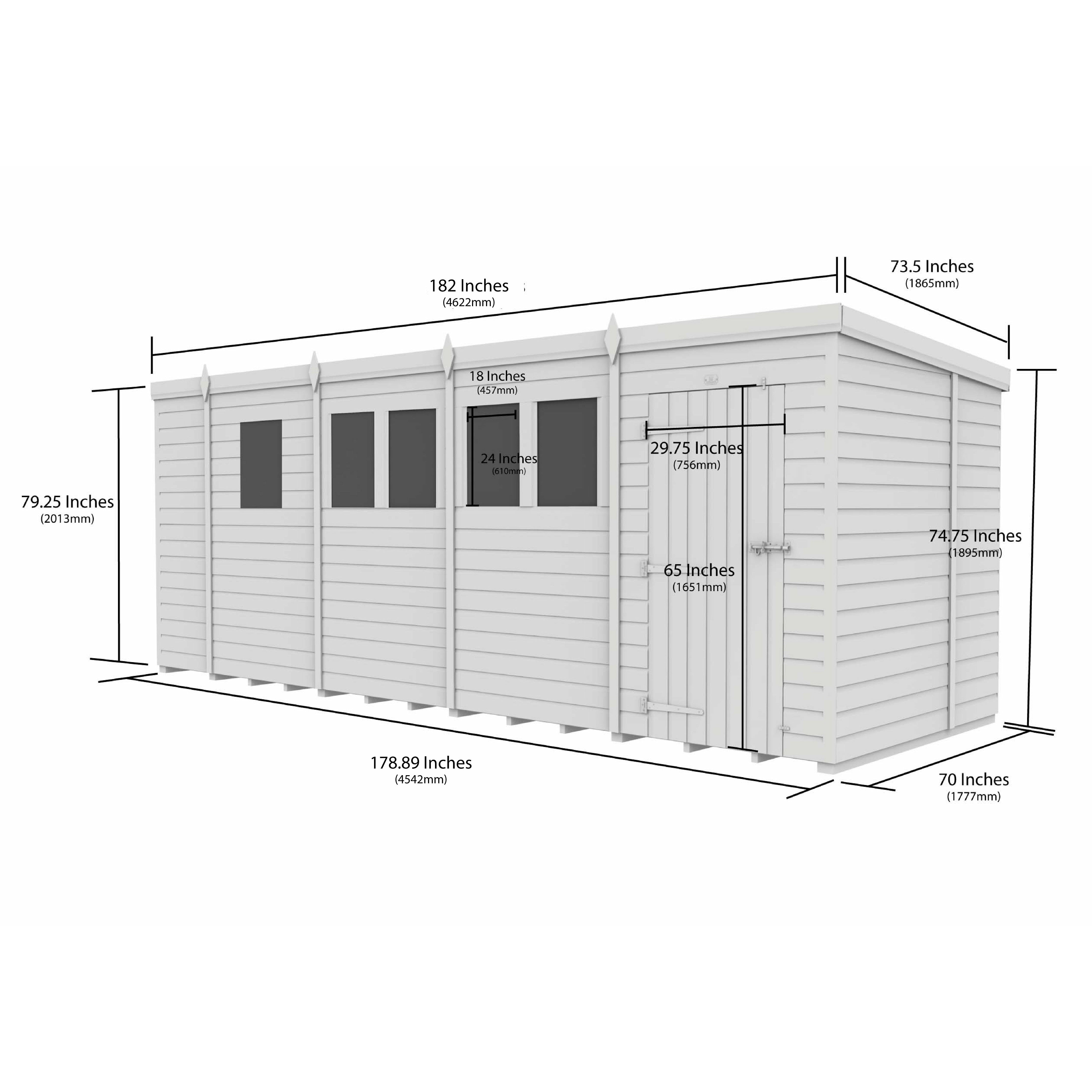 Total Sheds (17x6) Pressure Treated Pent Shed