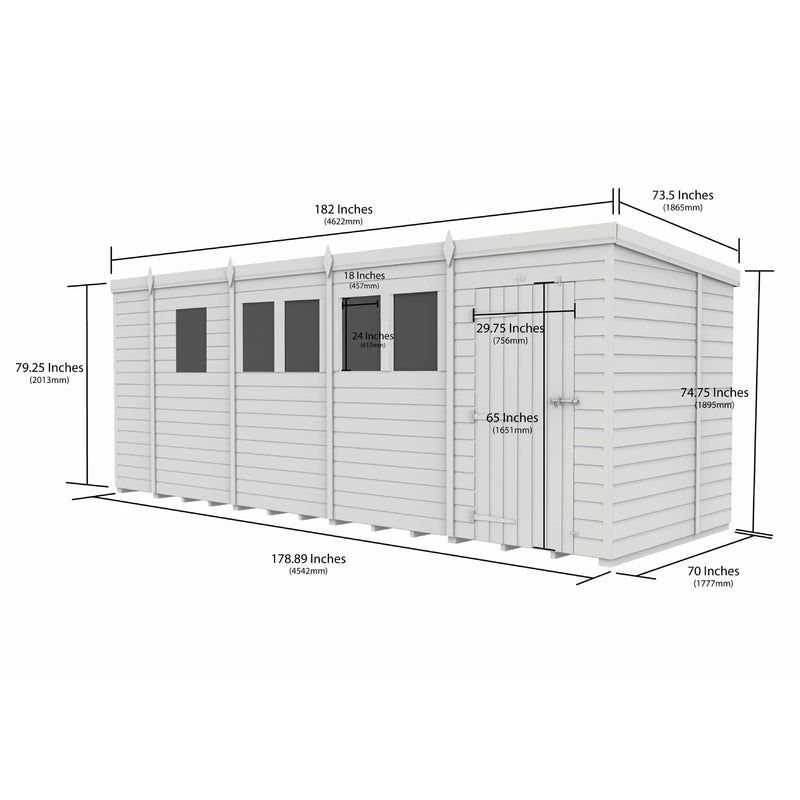 Total Sheds (17x6) Pressure Treated Pent Security Shed